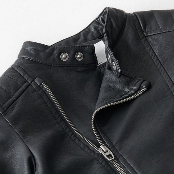 NWT Zara Kids Faux Leather Black Jacket - Picture 2 of 7